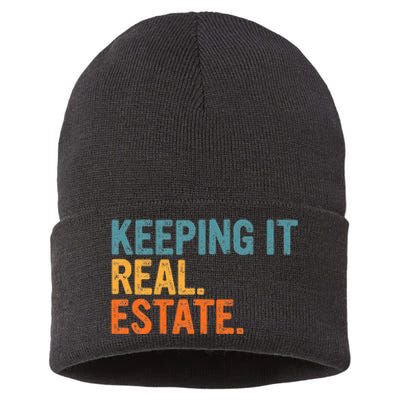 Keeping It A Real Estate Realtor Agent Property Broker Funny Sustainable Knit Beanie