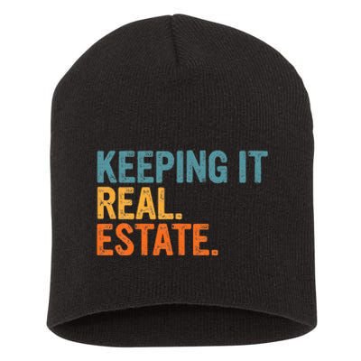 Keeping It A Real Estate Realtor Agent Property Broker Funny Short Acrylic Beanie