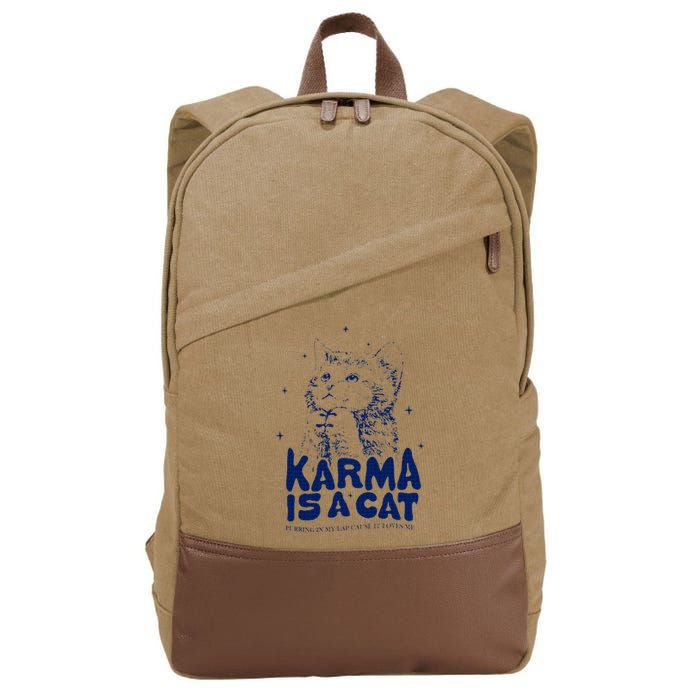 karma is a cat purring in my lap cause it loves me Cotton Canvas Backpack