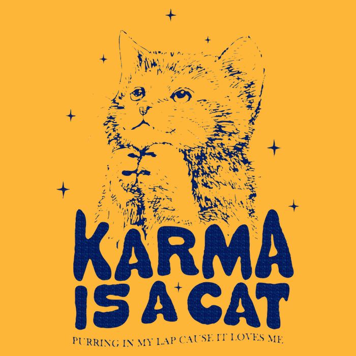 karma is a cat purring in my lap cause it loves me Sustainable Knit Beanie
