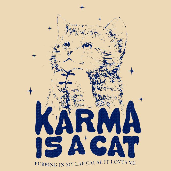 karma is a cat purring in my lap cause it loves me Drawstring Bag