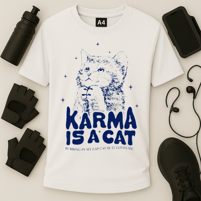 karma is a cat purring in my lap cause it loves me Performance Shirt