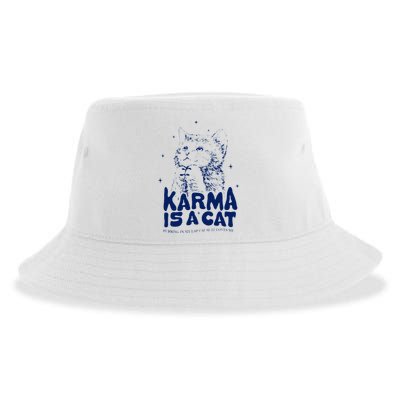 karma is a cat purring in my lap cause it loves me Sustainable Bucket Hat