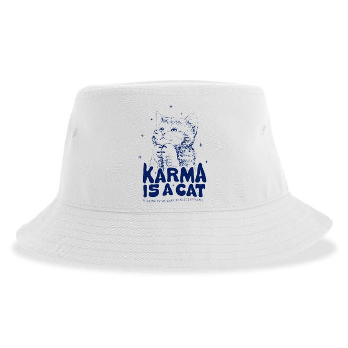karma is a cat purring in my lap cause it loves me Sustainable Bucket Hat