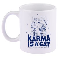 karma is a cat purring in my lap cause it loves me 11oz C Handle Ceramic Mug