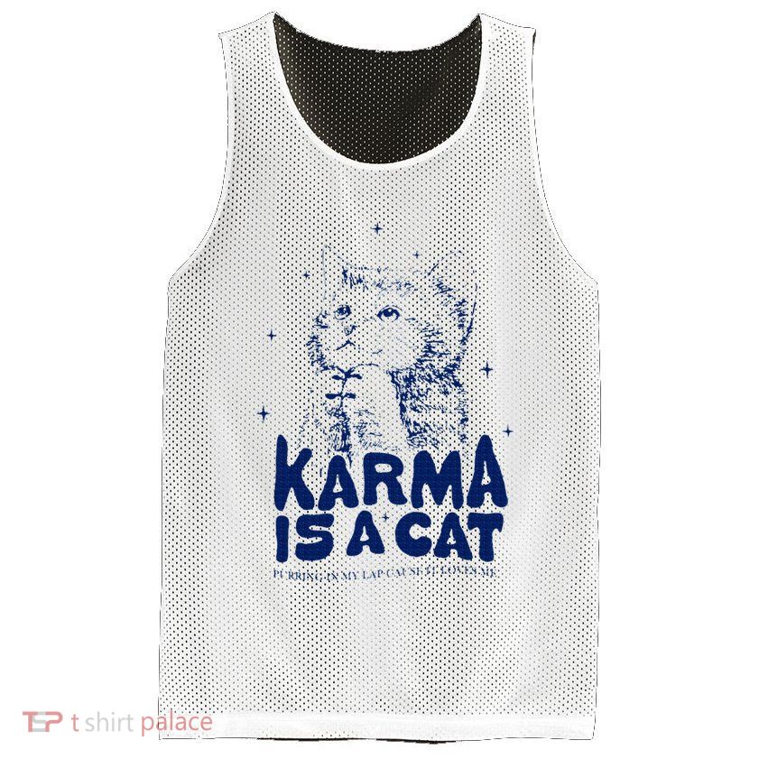 karma is a cat purring in my lap cause it loves me Mesh Reversible Basketball Jersey Tank