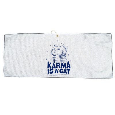 karma is a cat purring in my lap cause it loves me Large Microfiber Waffle Golf Towel