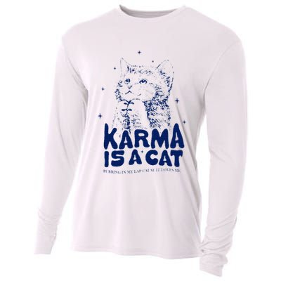 karma is a cat purring in my lap cause it loves me Cooling Performance Long Sleeve Crew