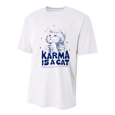karma is a cat purring in my lap cause it loves me Youth Performance Sprint T-Shirt