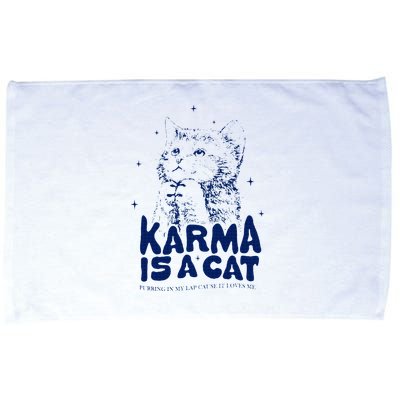 karma is a cat purring in my lap cause it loves me Microfiber Hand Towel