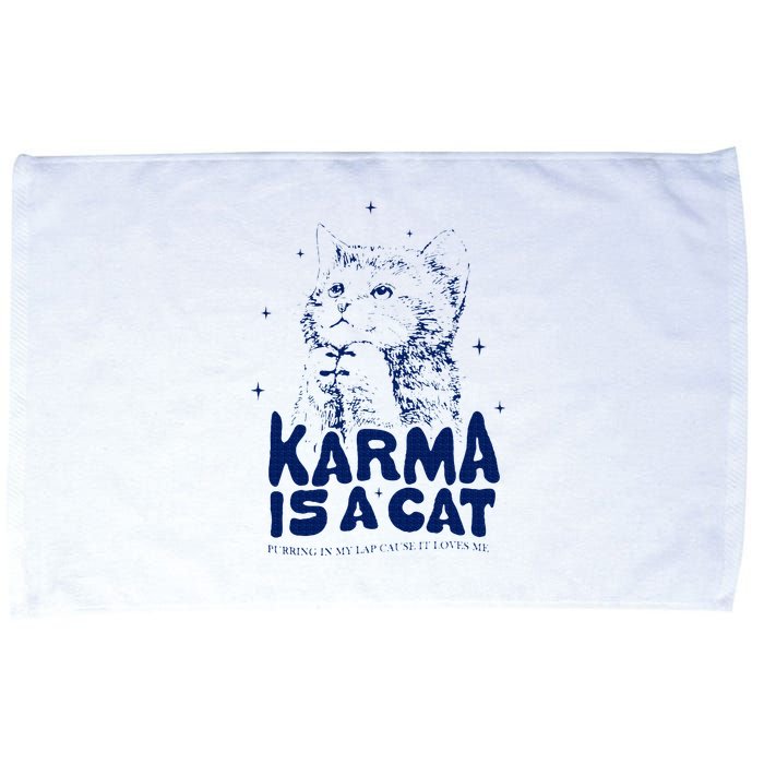 karma is a cat purring in my lap cause it loves me Microfiber Hand Towel
