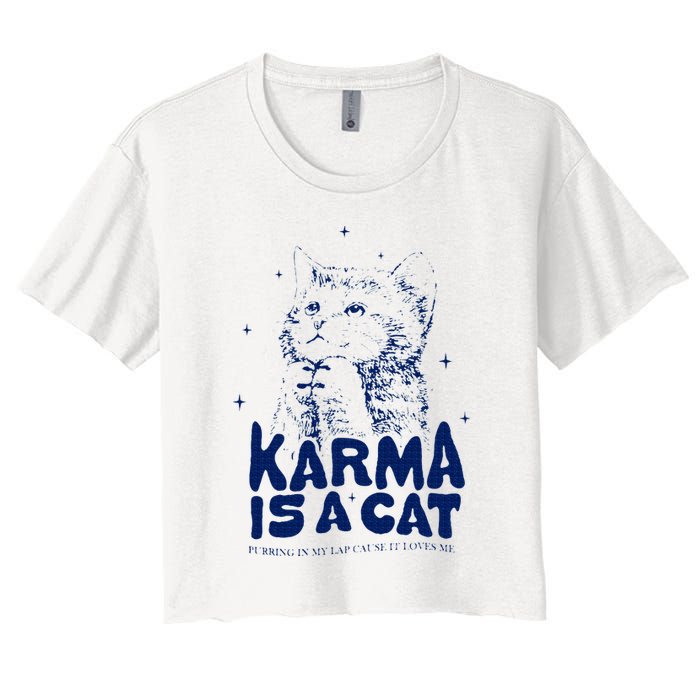 karma is a cat purring in my lap cause it loves me Crop Top