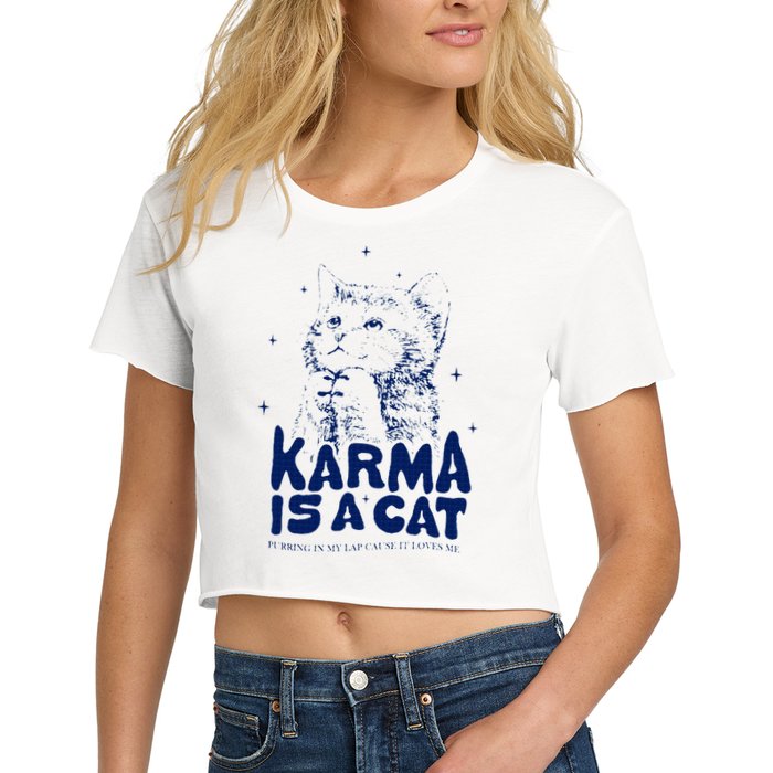 karma is a cat purring in my lap cause it loves me Crop Top