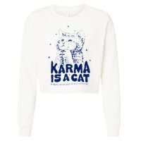 karma is a cat purring in my lap cause it loves me Cropped Pullover Crew