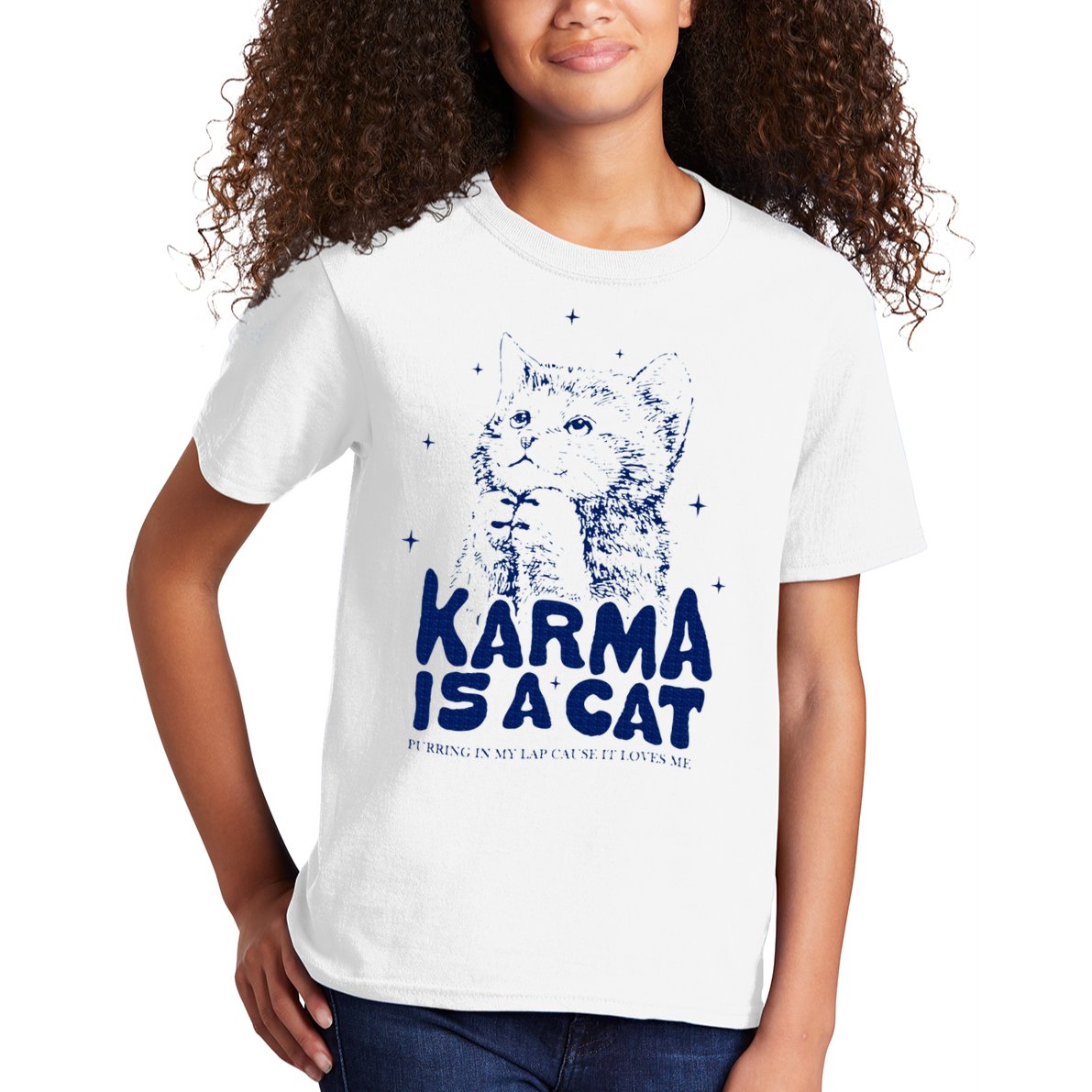 karma is a cat purring in my lap cause it loves me Kids T-Shirt