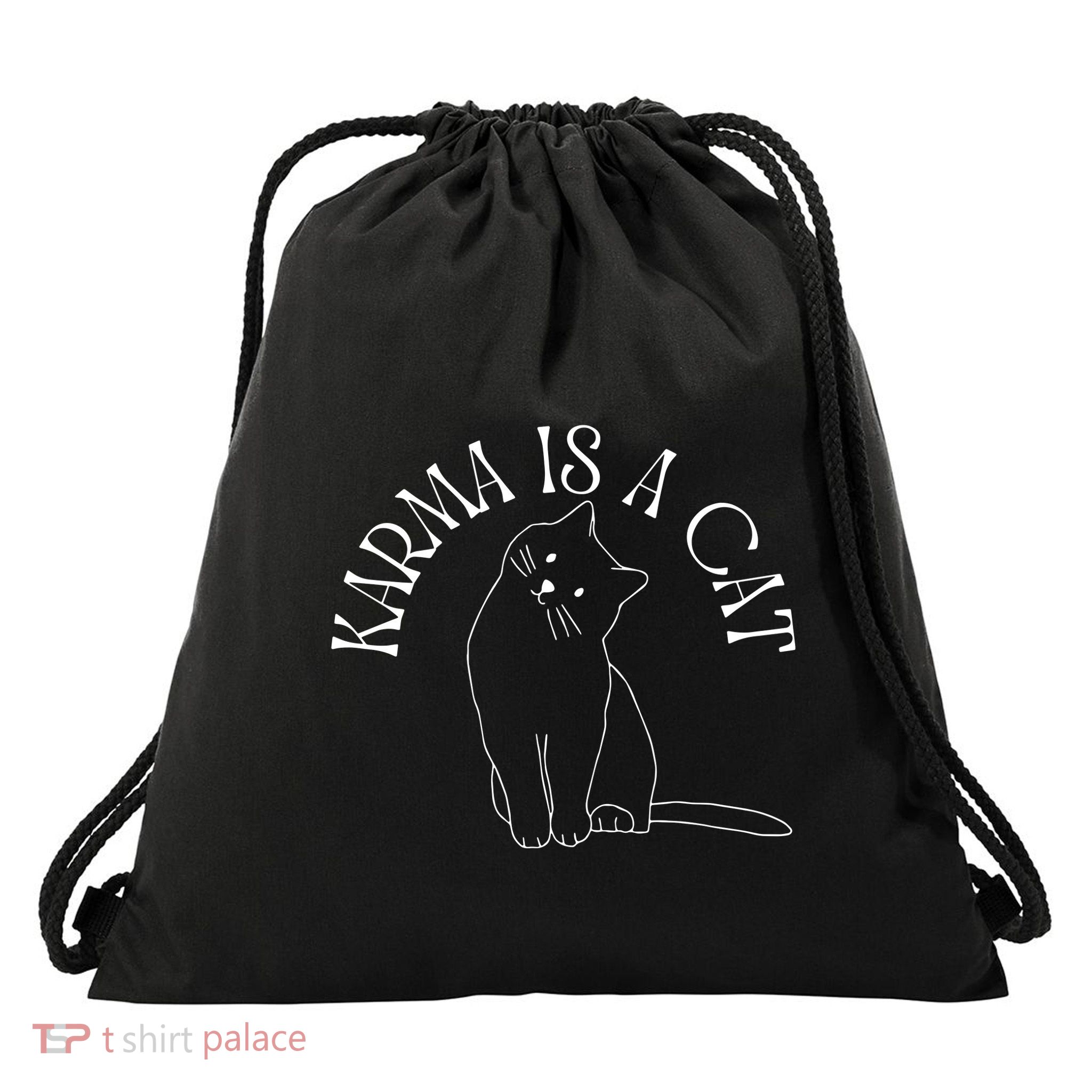 Karma Is A Cat Inspired Karma In My Cat Era Drawstring Bag