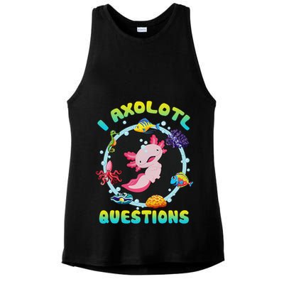 Kawaii I Axolotl Questions Funny Axolotl Lover Cute Axolotl  Ladies PosiCharge Tri-Blend Wicking Tank