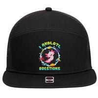 Kawaii I Axolotl Questions Funny Axolotl Lover Cute Axolotl  7 Panel Mesh Trucker Snapback Hat