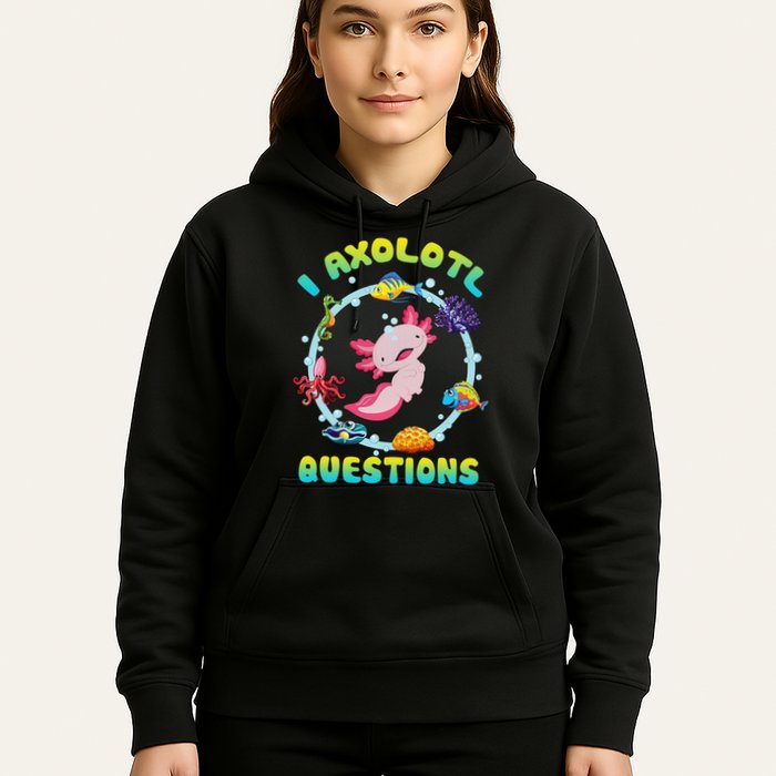 Kawaii I Axolotl Questions Funny Axolotl Lover Cute Axolotl  Hoodie