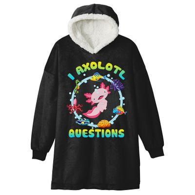 Kawaii I Axolotl Questions Funny Axolotl Lover Cute Axolotl  Hooded Wearable Blanket