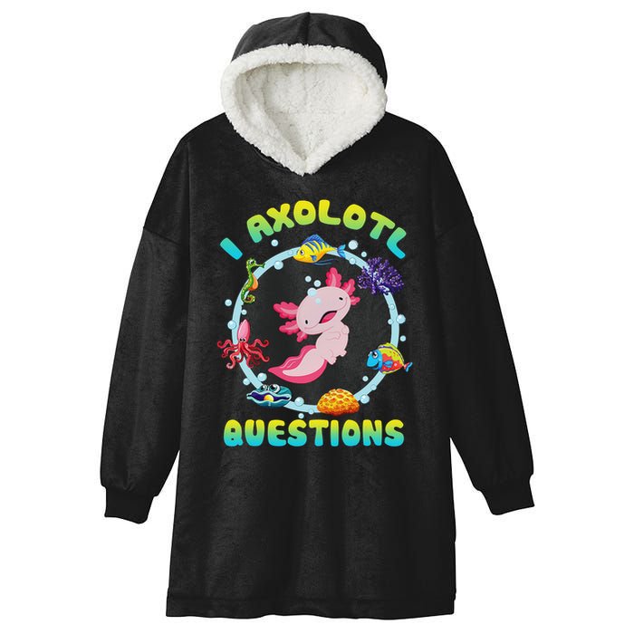 Kawaii I Axolotl Questions Funny Axolotl Lover Cute Axolotl  Hooded Wearable Blanket