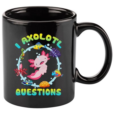 Kawaii I Axolotl Questions Funny Axolotl Lover Cute Axolotl  11oz C Handle Ceramic Mug
