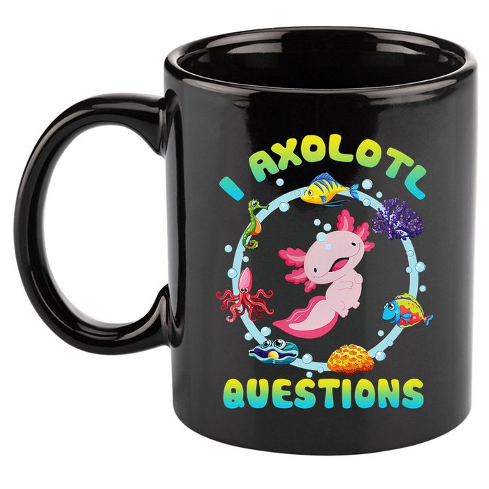 Kawaii I Axolotl Questions Funny Axolotl Lover Cute Axolotl  11oz C Handle Ceramic Mug