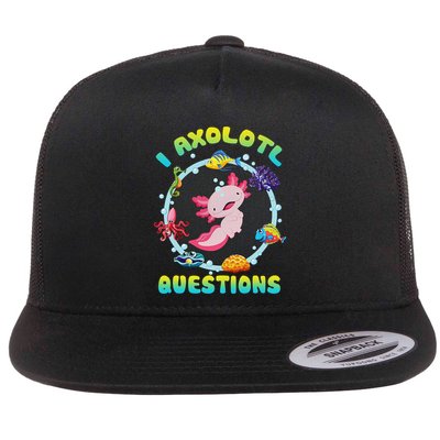 Kawaii I Axolotl Questions Funny Axolotl Lover Cute Axolotl  Flatbill Hat
