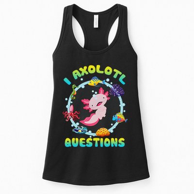 Kawaii I Axolotl Questions Funny Axolotl Lover Cute Axolotl  Womens Tank Top