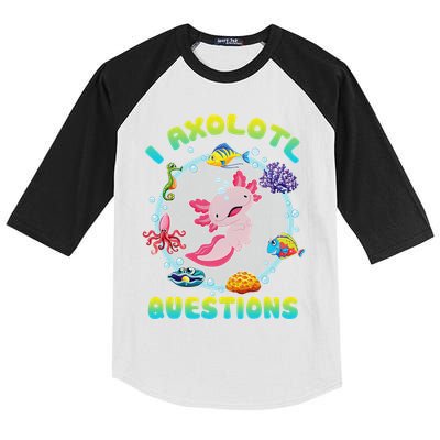 Kawaii I Axolotl Questions Funny Axolotl Lover Cute Axolotl  Kids Colorblock Raglan Jersey