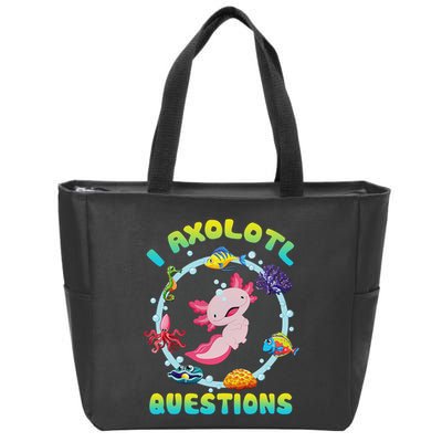 Kawaii I Axolotl Questions Funny Axolotl Lover Cute Axolotl  Zip Tote Bag