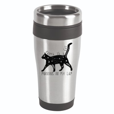 Karma is a Cat purring in my Lap Cat Lover 16oz Travel Tumbler