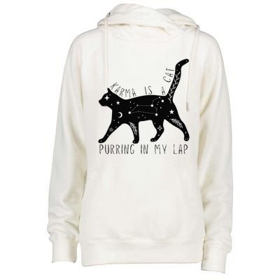 Karma is a Cat purring in my Lap Cat Lover Womens Funnel Neck Pullover Hood