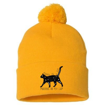 Karma is a Cat purring in my Lap Cat Lover Pom Pom 12in Knit Beanie