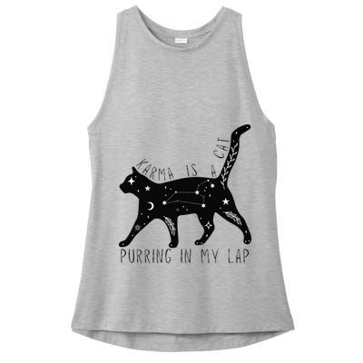 Karma is a Cat purring in my Lap Cat Lover Ladies PosiCharge Tri-Blend Wicking Tank