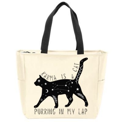Karma is a Cat purring in my Lap Cat Lover Zip Tote Bag