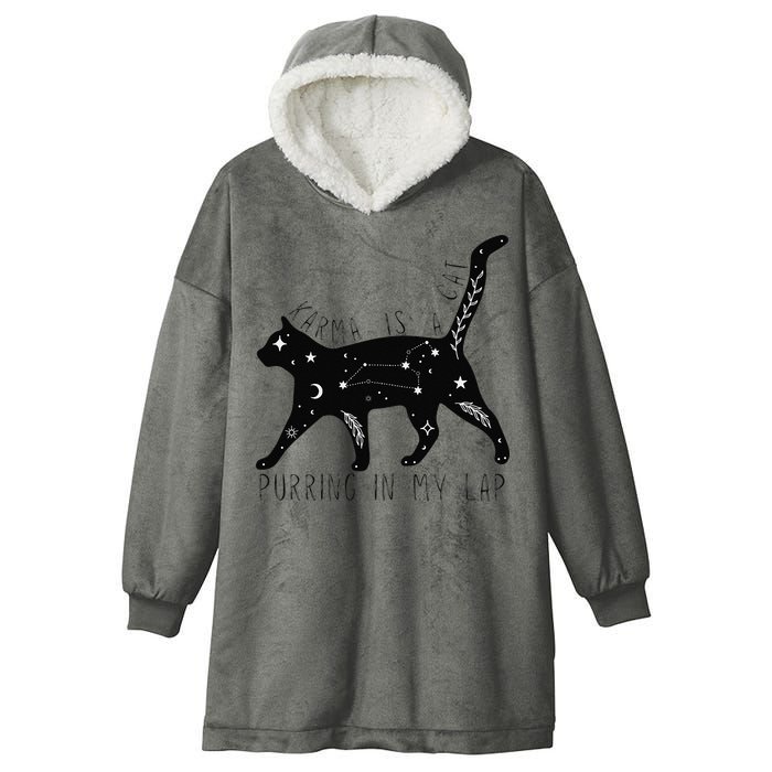 Karma is a Cat purring in my Lap Cat Lover Hooded Wearable Blanket