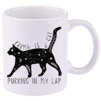 Karma is a Cat purring in my Lap Cat Lover 11oz C Handle Ceramic Mug