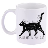 Karma is a Cat purring in my Lap Cat Lover 11oz C Handle Ceramic Mug