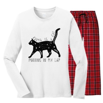 Karma is a Cat purring in my Lap Cat Lover Women's Long Sleeve Flannel Pajama Set 