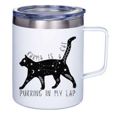 Karma is a Cat purring in my Lap Cat Lover 12oz Stainless Steel Coffee Mug