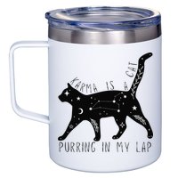 Karma is a Cat purring in my Lap Cat Lover 12oz Stainless Steel Coffee Mug