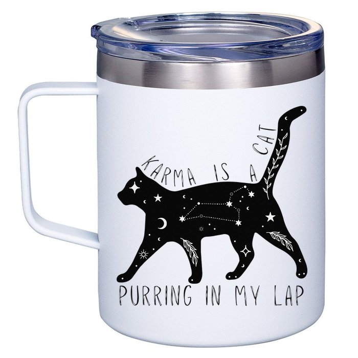 Karma is a Cat purring in my Lap Cat Lover 12oz Stainless Steel Coffee Mug