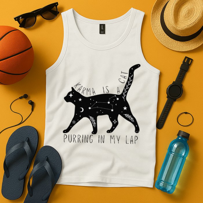 Karma is a Cat purring in my Lap Cat Lover Tank Top