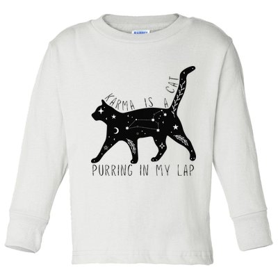 Karma is a Cat purring in my Lap Cat Lover Toddler Long Sleeve Shirt