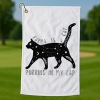 Karma is a Cat purring in my Lap Cat Lover Golf Towel