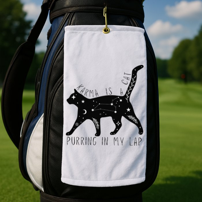 Karma is a Cat purring in my Lap Cat Lover Golf Towel