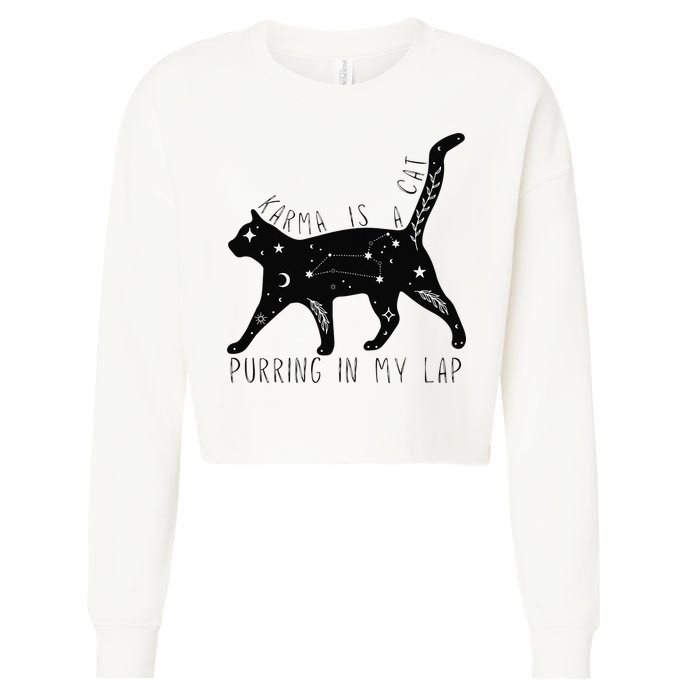 Karma is a Cat purring in my Lap Cat Lover Cropped Pullover Crew