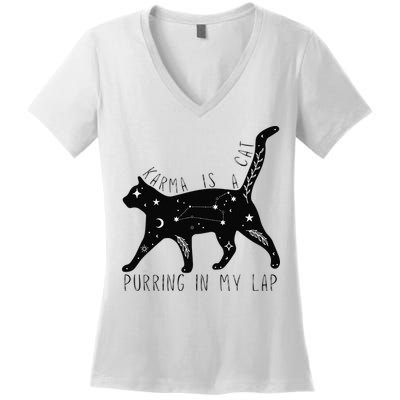 Karma is a Cat purring in my Lap Cat Lover Women's V-Neck T-Shirt