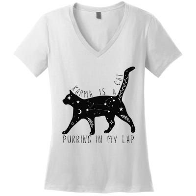 Karma is a Cat purring in my Lap Cat Lover Women's V-Neck T-Shirt